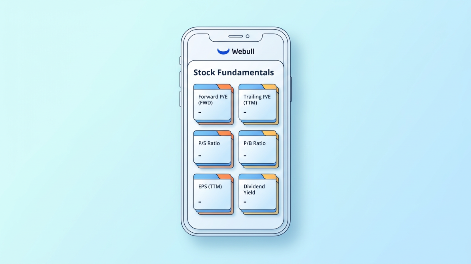 webull app stock fundamentals metrics mockup